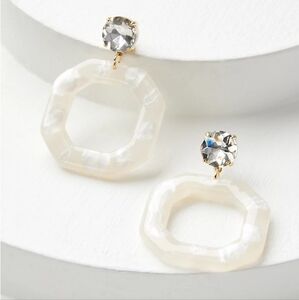 LOFT Square Statement Earrings - Mother of Pearl with Diamonds